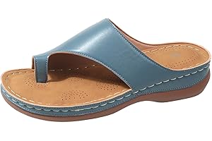 JYSWOSHOE Orthopedic Sandals Women Fashion Comfort Leather Clip Toe Slip On Wedge Sandals Summer Beach Outdoor Womens Sandals Dressy Summer Comfortable Walking Sandals with Arch Support Orthotic Slides Thong