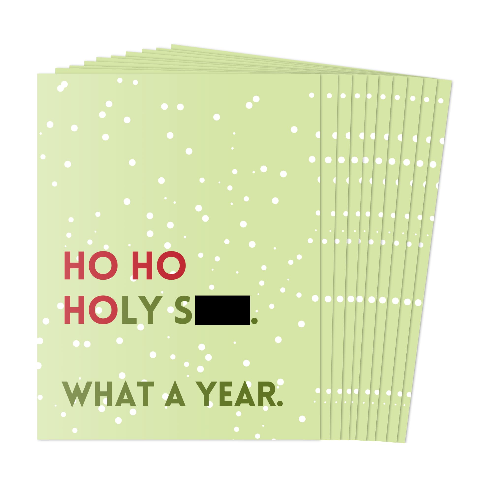 Funny Christmas Card Pack – 10 Punny Festive Greeting Cards, Holiday Multipack, Cute & Blank Inside, for Friends, Family, Secret Santa, Colleagues (10 Cards - Ho Ho Holy Shit… - 10 of same design) — image 1