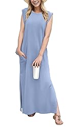 GRECERELLE Womens Summer Casual Round Neck Split