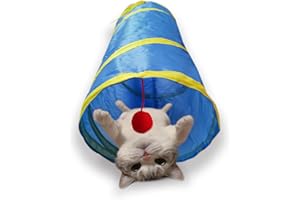 Deofun Cat Tunnel Tube Toys，Tunnels for Indoor Cats, 2 Way Collapsible Interactive Toy with Balls for Rabbits, Kittens, Ferrets, Puppy