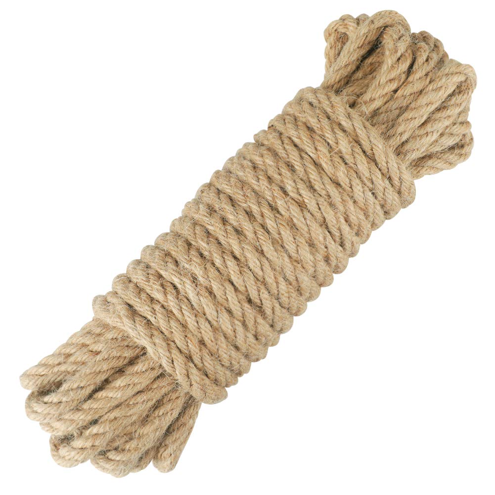 jijAcraft 10MM Thick Hemp Rope: 10M Natural Jute Rope 4-Ply Brown Garden Climbing Hemp Twine Strong Jute Twine for Cat Tree & Scratching Post, DIY Craft Projects, Hanging, Garden Use — image 1