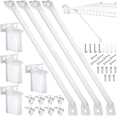 Hicarer 16 Pcs Wire Shelf Support Brackets for Closet, 16 Inch | Includes 4 Metal Brace, 8 White Wall Clips, 4 End Brackets with Screws, Easy Install for Wardrobe Shelving Storage