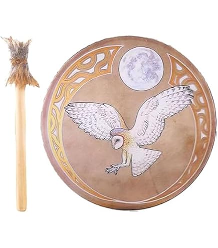 Tambour Chamanique Fait Main Adulte - Instrument De Percussion Méditation Rituelle Vintage