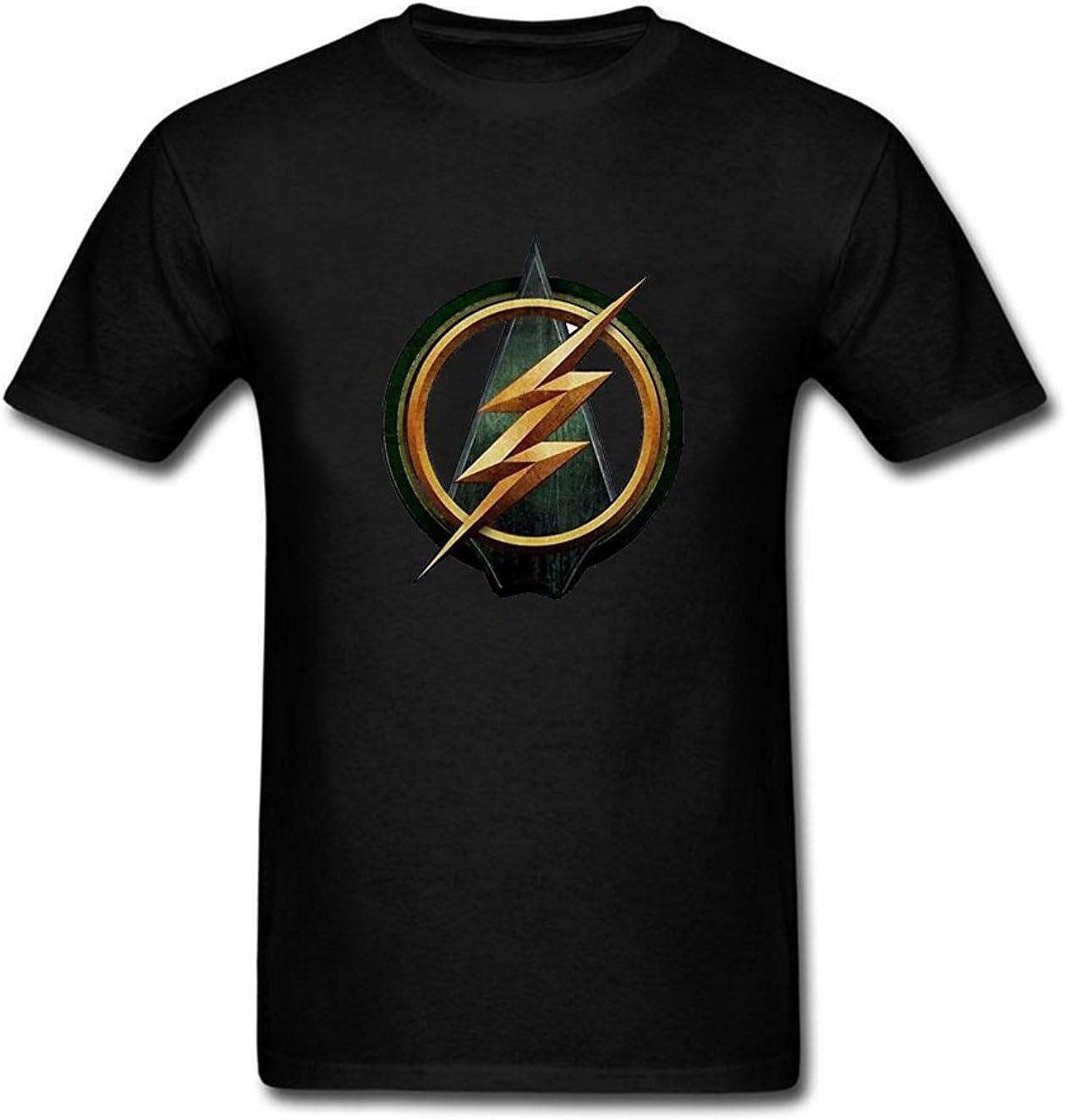 Men's Black Green Arrow The Flash Crossover Logo T-Shirt