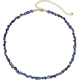 Wellike Beaded Necklaces For Women Trendy Dainty Choker Necklace Chain 18k Gold Plated Natural Stone Handmade Everyday Bead Necklaces Fashion Healing Crystal Jewelry