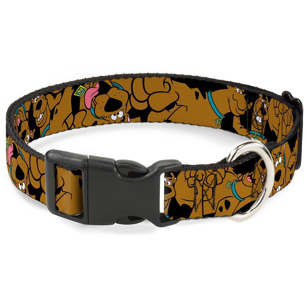 Buckle-Down Scooby Doo Stacked CloseUp Black Plastic Clip Collar, Small/9-15"