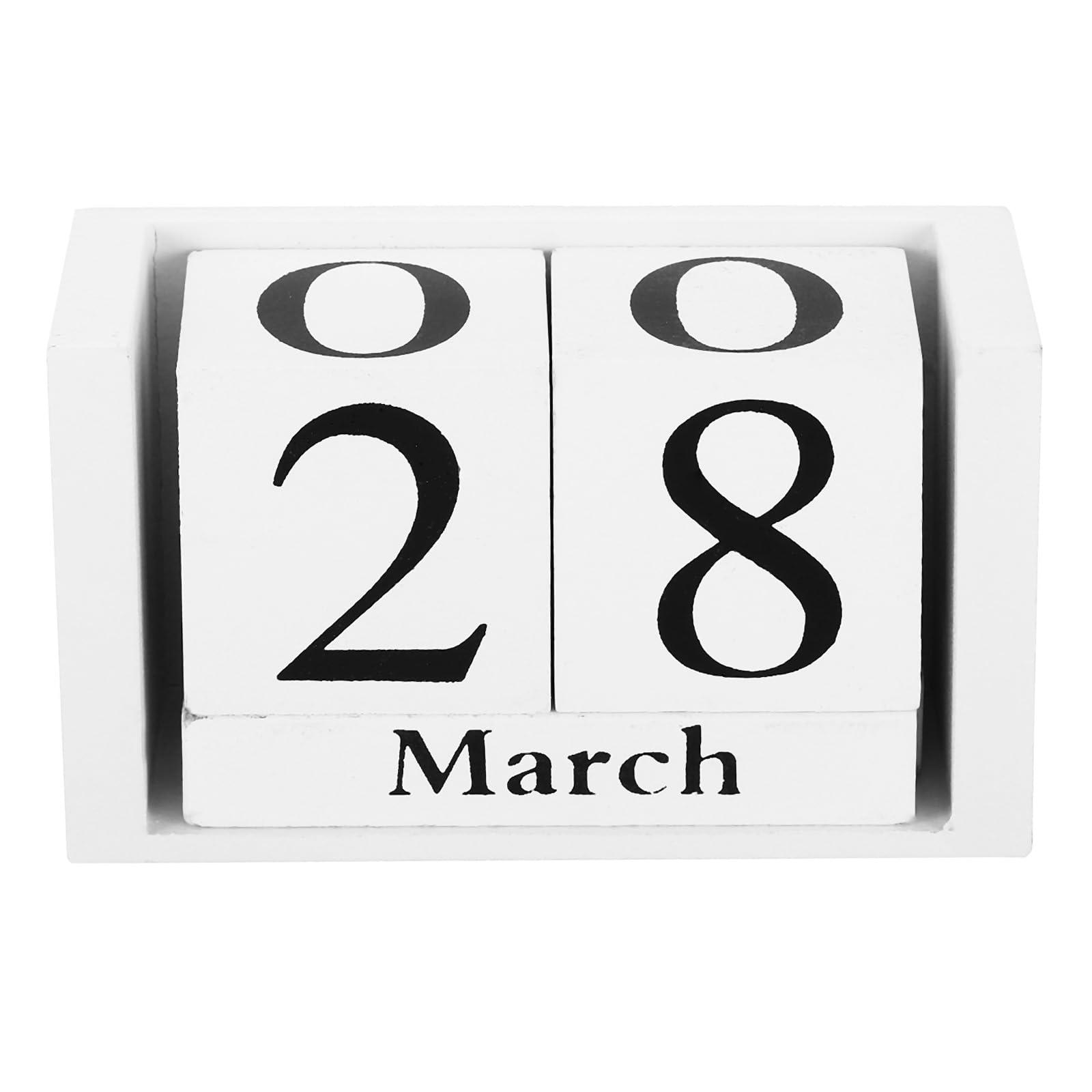 YOKIVE Wooden Block Perpetual Calendar for Desk, Wood Month Date Display Block, Great for Daily Desktop Shop Bar Desk Decor (White)