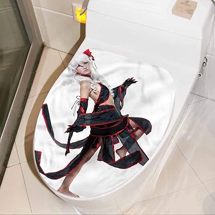 Removable Toilet Seat Sticker Anime, Warrior Style Girl Figure