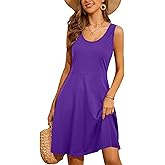 STYLEWORD Women's 2026 Summer Dress Casual Sleeveless Scoop Neck A-Line Tank Midi Sundress