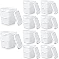 Mumufy 10 Pcs 3.5 Gallon Square Food Grade Bucket with Lid Plastic Pail with Handle and Lid Square Buckets for Storing Dry Food Charcoal Camping Fishing(White)