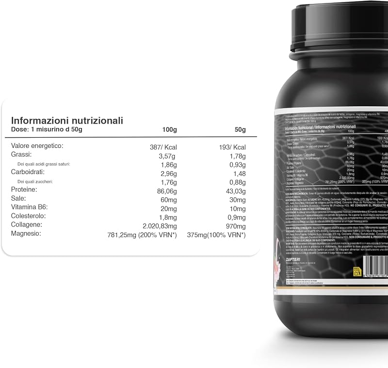Whey Protein | Proteina Whey pura con Collagene e Magnesio | Migliora i tuoi allenamenti | Protegge e aumenta la massa muscolare | 1000g di proteina (Fragola)