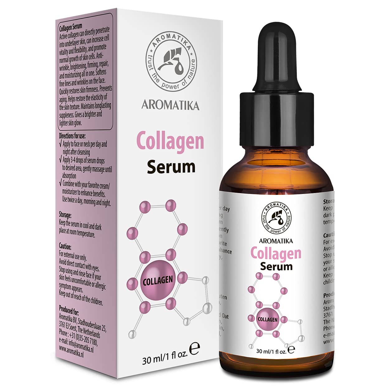 Collagen Face Serum for Face & Skin Care - 30ml Glass Bottle - w/Pure Collagen for All Skin Types - Anti Age Serum - Collagen Booster Serum