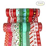 10 Pack Decorative Christmas Washi Masking Tapes Set(Red)