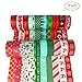 10 Pack Decorative Christmas Washi Masking Tapes Set(Red)