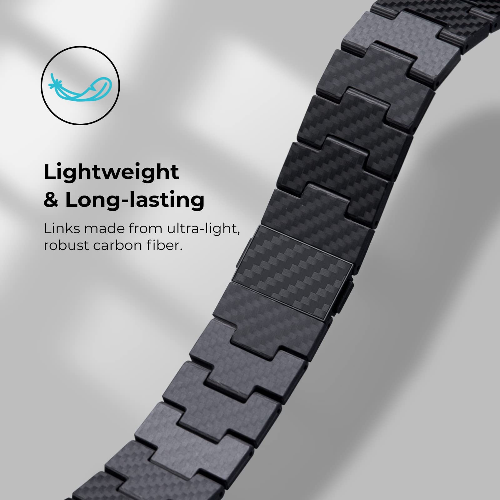 pitaka Apple Watch Band Compatible with Apple Watch Ultra 2/Ultra/10/9/8/7/6/SE/5/4/3/2/1, Adjustable Apple Watch Ultra 2 Band, 100% Carbon Fiber Apple Watch Band - Retro