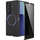 Ruky Magnetic Case for Z Fold 7, with Privacy Screen Protector, Black | Compatible with MagSafe, Support Wireless Charging Slim Hard PC Full Body Phone Case for Samsung Galaxy Z Fold 7 5G, Black