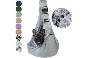 NATUYA Pet Dog Sling Carrier - Breathable Mesh Travel Safe Sling Bag Carrier for Dogs Cats-Hands Free Pet Bag-Buckle net Pocket pet Bag (Grey)