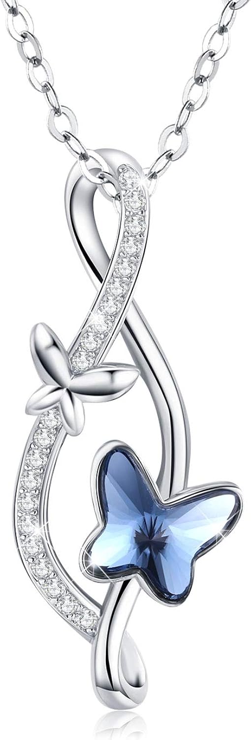 Sterling Silver Butterfly Necklace Infinity Butterfly Pendant Jewelry