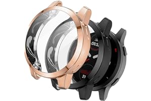 WUWOCJ 2-Pack Screen Protector Cases Compatible with Garmin Vivoactive 4S/Venu 2S 40mm,All-Around Soft TPU Protective Case Bumper Frame Cover (Rose Gold/Black)