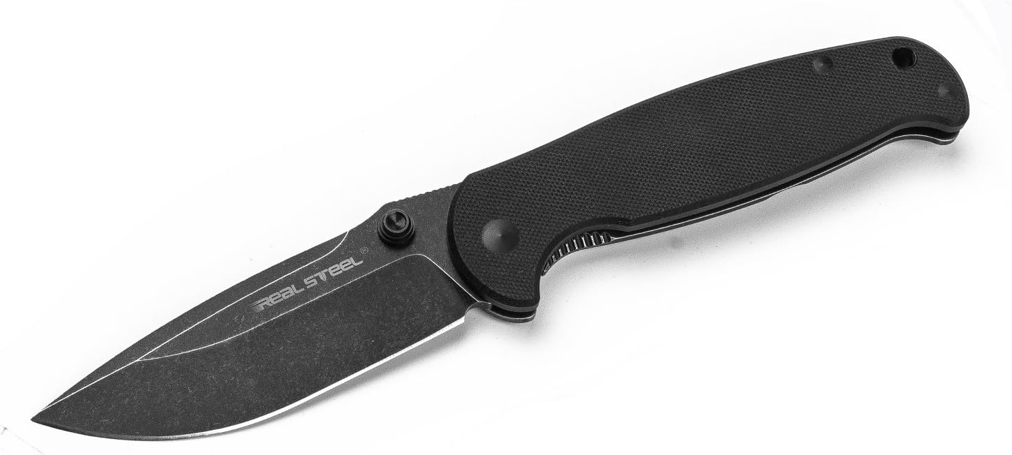 Real Steel RSK H6 Plus 'beta-Plus' Frame Lock Folding Knife Long Blade(Black Stonewash)
