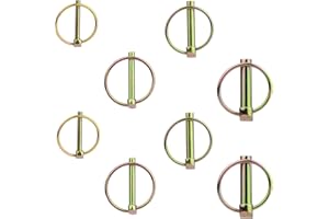 WISSXNA 8PCS Heavy Duty PTO and Hitch Lynch Pins, Clip and Cast Iron Pull Ring & Positioning Pin for Trucks, Tractors, Hand Carts, Towing Mowing,Lawn Mowers & Trailers（3/16'' 1/4'' 5/16'' 7/16''）