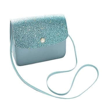 Yourig Girls PU Glitter Crossbody Bag (Sky Blue)