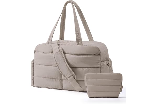 BAGSMART Puffer Travel Duffle Bag for Women, 31L Lightweight Quilted Laptop Carry on Gym Bag, Water Resistant Organizer for W