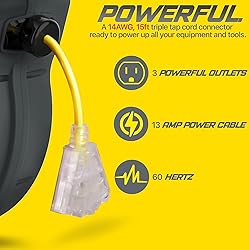 ReelWorks Extension Cord Reel Retractable 14AWG x