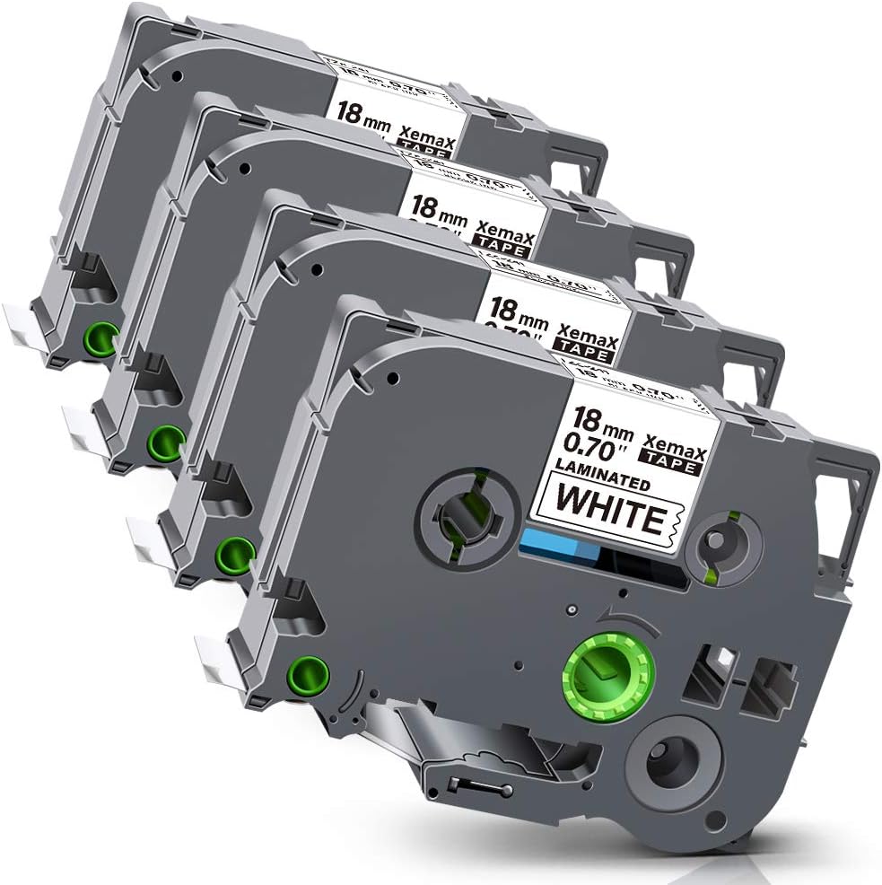 4X XemaX Compatible for Brother Label Printer Tape 18mm TZe-241 Tz-241 Ub-241 Black on White Tape Cassette for Brother P-Touch Label Maker PT-D600 D400 D450 P900W E550W P750W P710BT