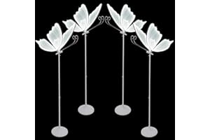 PINELICORN 4PCS Wedding Butterfly LED Floor Lamp 48W 110V, Floor Mount/Ceiling Mount Creative Butterfly Ceiling Lamp, 57.5-70.1" Adjustable Height, Butterflies Hanging Decoration (Silver,White Light, 4)