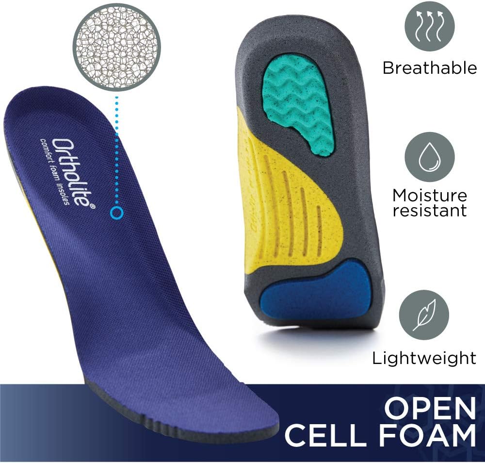 Ortholite All Day Insoles, Athletic Triple Zone, Arch Support, Absorbs Shock Comfortable Inserts, Won’t Compress, Breathable Shoe Insole for Flat Feet, Running Foam Insert, Women's Size 9 Mens 7: Health & Personal Care