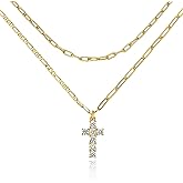 Cicy Bell Womens 18k Gold Plated Layered Necklaces Vintage Cubic Zirconia Long Necklace Sets Good Luck Trend Jewelry Gift