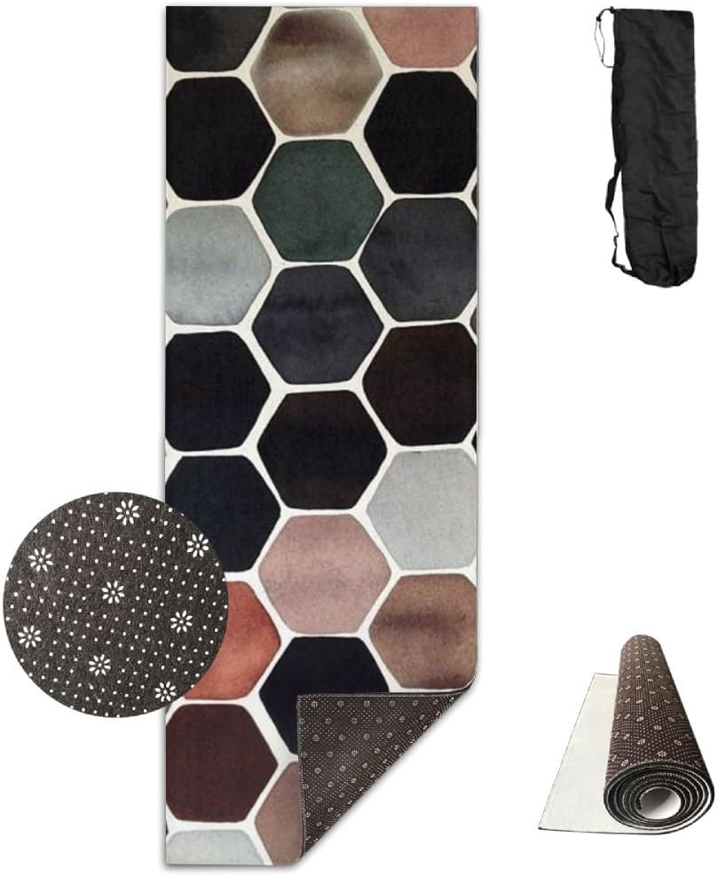 Sat Yoga Mat Hive Honeycomb Fashion-forward\r\n Yoga Towel Pilates Mat 71" 脳 24" NonSlip Extra Thick