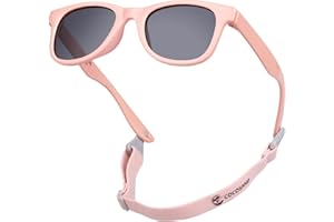 COCOSAND Kids Sunglasses with Strap Polarized Flexible Frame Soft Silicone Nose Pads for Toddler Boys Girls Ages 2-6
