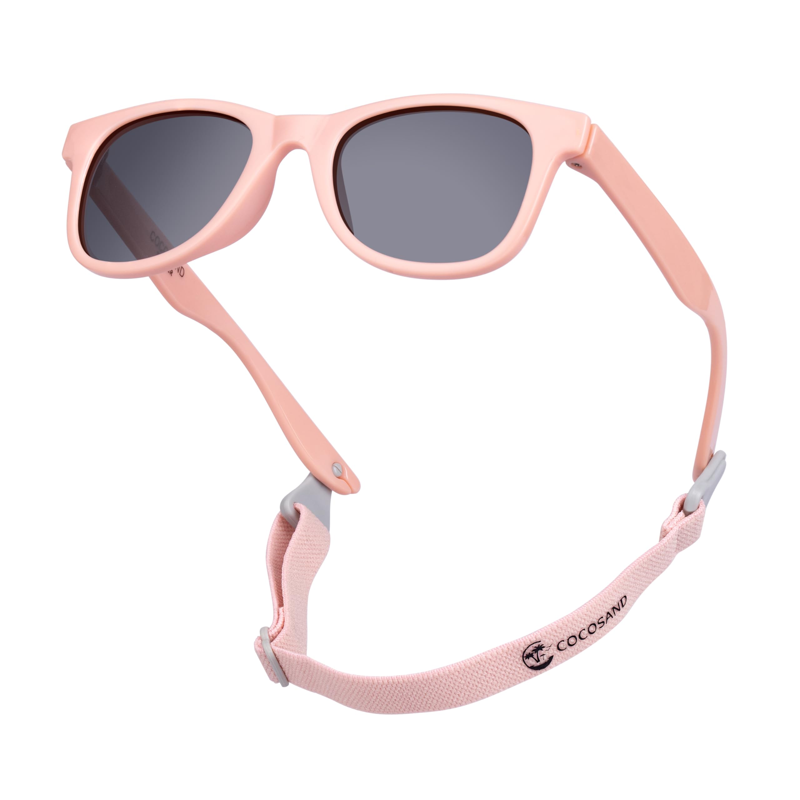 Photo 1 of COCOSAND Toddler Baby Sunglasses with Strap Polarized Flexible Square Frame UV400 Protection for Kids Girl Boy Age 2-6, Pink