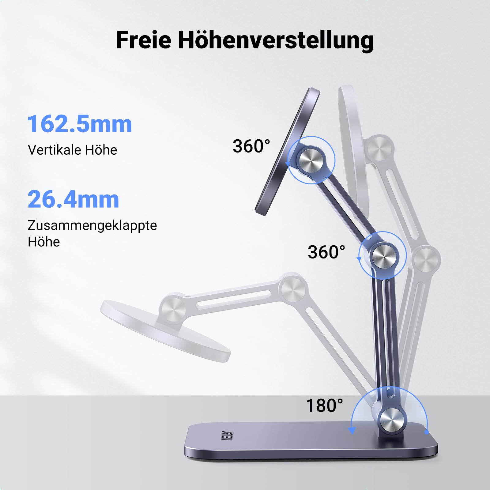 UGREEN Magnetischer Handy Ständer Magsafe Handyhalter Tisch Faltbarer iPhone Ständer mit Metallringe kompatibel mit iPhone 17 16 15 14 13 12 Pro Max und Magsafe Hülle, Galaxy S23 Ultra S23+ (Grau) 8