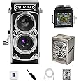 CHUZHAO Digital Camera Retro, Retro Mini Camera, Vintage Camera, Vintage Digital Camera, Retro Twin-Lens Reflex Camera with 16GB Card, 1080P FHD Video, 12MP Autofocus, Perfect for Travel & Selfies