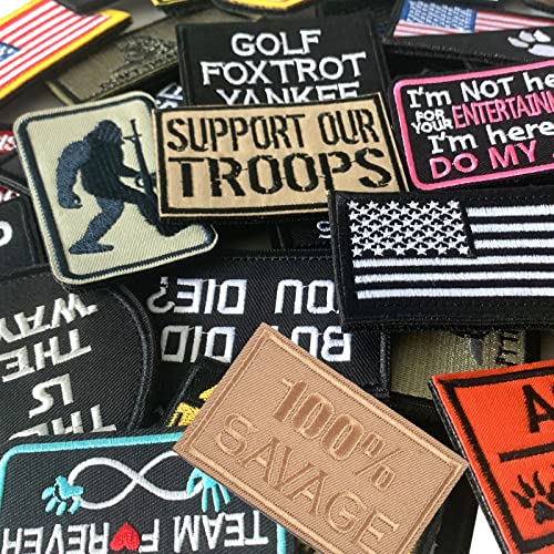 GYGYL 14 Pcs Random Tactical Morale Patches Bundle Set, Hook and Loop Fastener American Military Patches for Tactical Caps, Bags, Backpacks, Tactical Vest, Military Uniforms