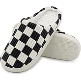 Jogyew Women House Fuzzy Slippers - Plaid Scuff Checkered Slip-on Memory Foam Indoor Outdoor Comfortable Soft Slides