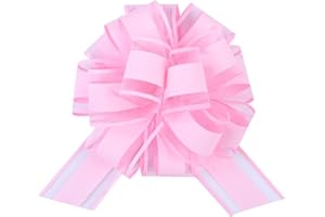 HCHENBOW 12 Pieces Large Pull Bows,6 inches Simple Style Gift Bow for Christmas Party Birthday Gift Wedding Ribbon Bows for Wrapping Boxes or Flower Decorations, Valentine's Day Gift Decorations (Pink)
