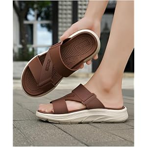 Men's Cross Strap Slide Sandals Thick Cushioned Sport Slippers