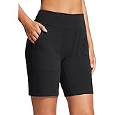 baleaf 8" Bermuda Long Shorts for Women Cotton Athletic Sweat Tummy Control Casual Lounge Summer
