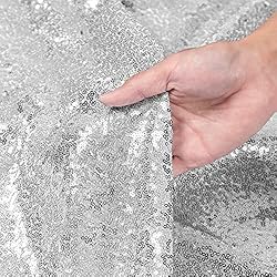 BEDDEB Silver Sequin Backdrop Curtain, 2PCS 2FTx8FT