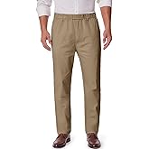 voeeron Mens Elastic Waist Twill Pants for Seniors – Pull On Comfort Pants with Stretch Waistband, Relaxed Fit