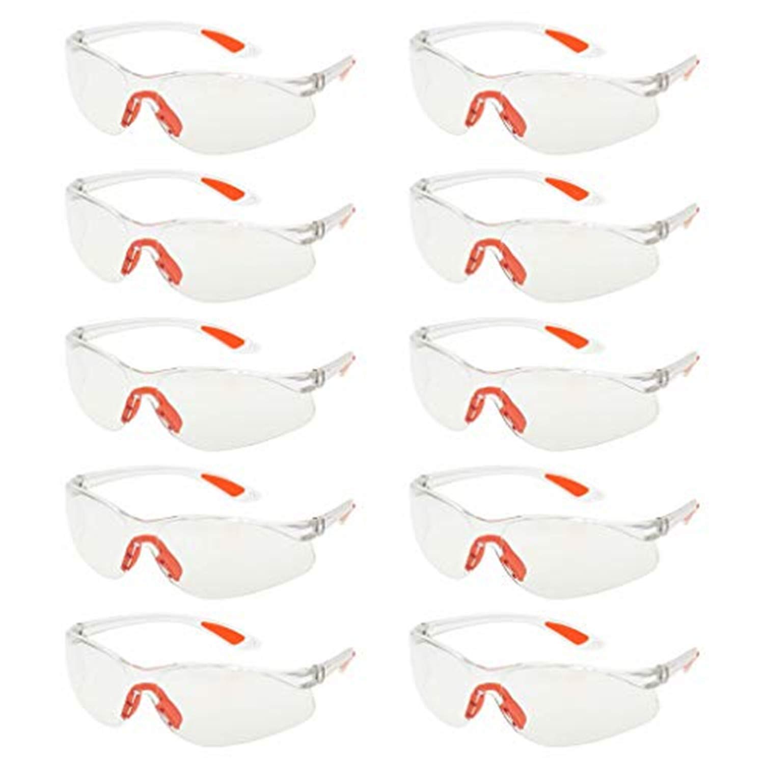 YAAVAAW 10 Pack Clear Safety Glasses,Safety Protection Glasses Eyewear With Clear Plastic Lenses/Featuring Rubber Nose/Ear Grips,Safety Specs for Kids Nerf Gun Battles&Laboratory Work Safety Goggles