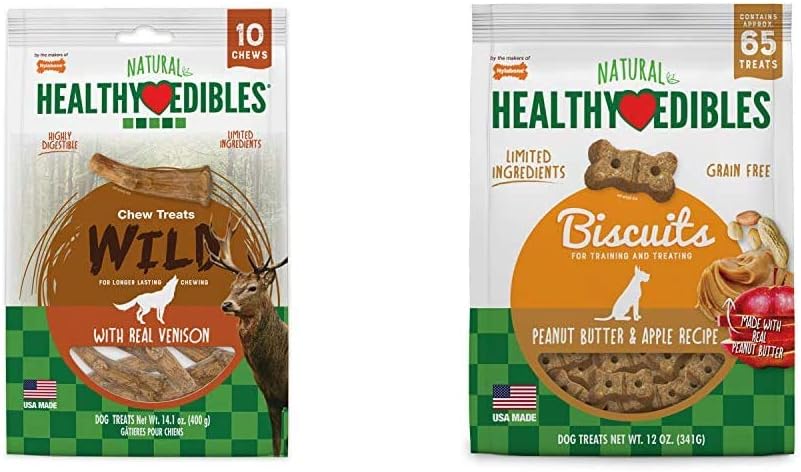 Nylabone Healthy Edibles Wild Venison Antler Dog Treats, 10 Count