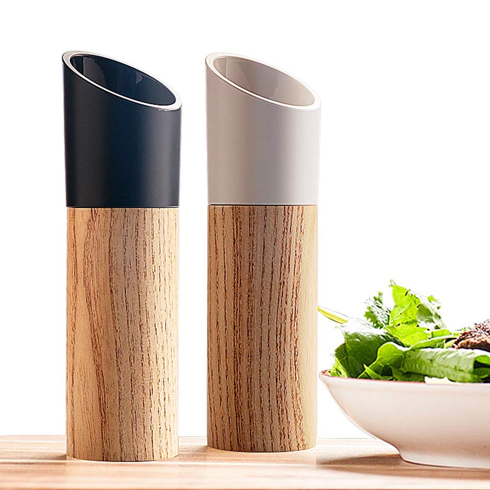 NIUPENG Salt and Pepper Mill Set with Tall Black and White Salt and Pepper Shakers with Adjustable Coarseness, Perfect Gift for Salt and Pepper Shakers