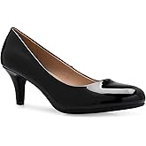 Olivia K Women's Comfort Classic Round Toe Kitten Low Mid Heel Dress Pumps