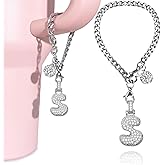 LUHOHI Silver Initial Charm for Stanley Cup- Bubble Letter Charms Accessories for Stanley handle 40 Oz Tumblers Cute Keychain with Diamond Glitter Jewelry Personalized Water Bottle Decorations S