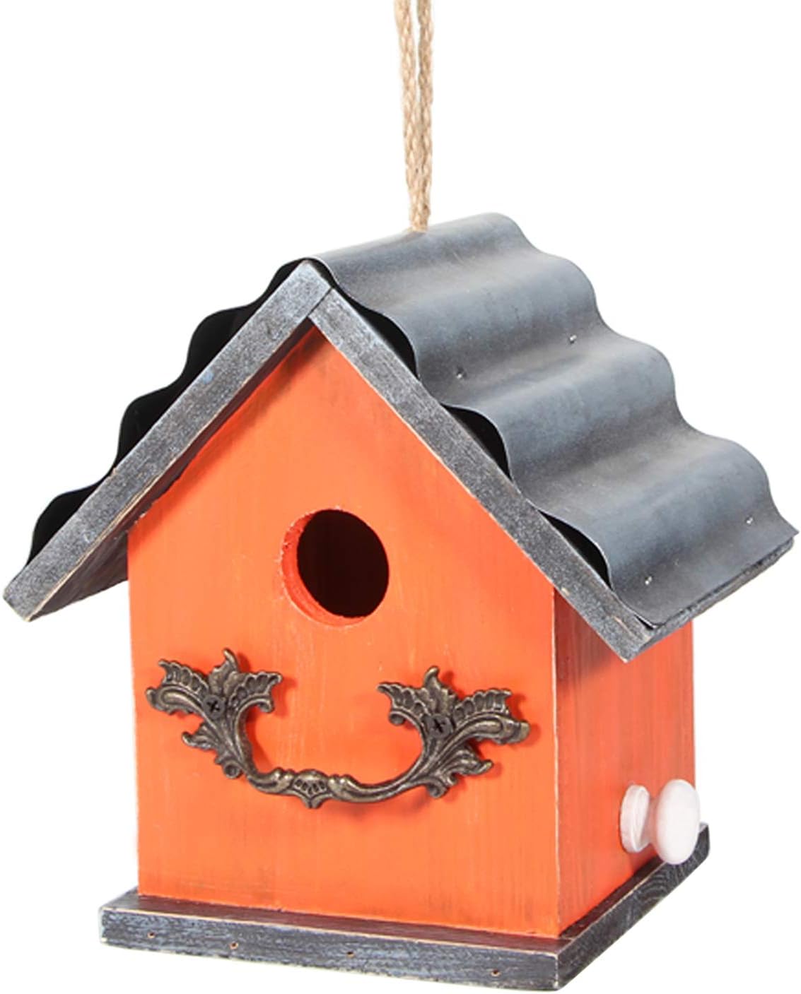 Tenforie Bird House for Outside, Resting Place for Birds, Hanging Natural Wooden Bird Nest, Bluebird House Handcrafted Hut (Orange)